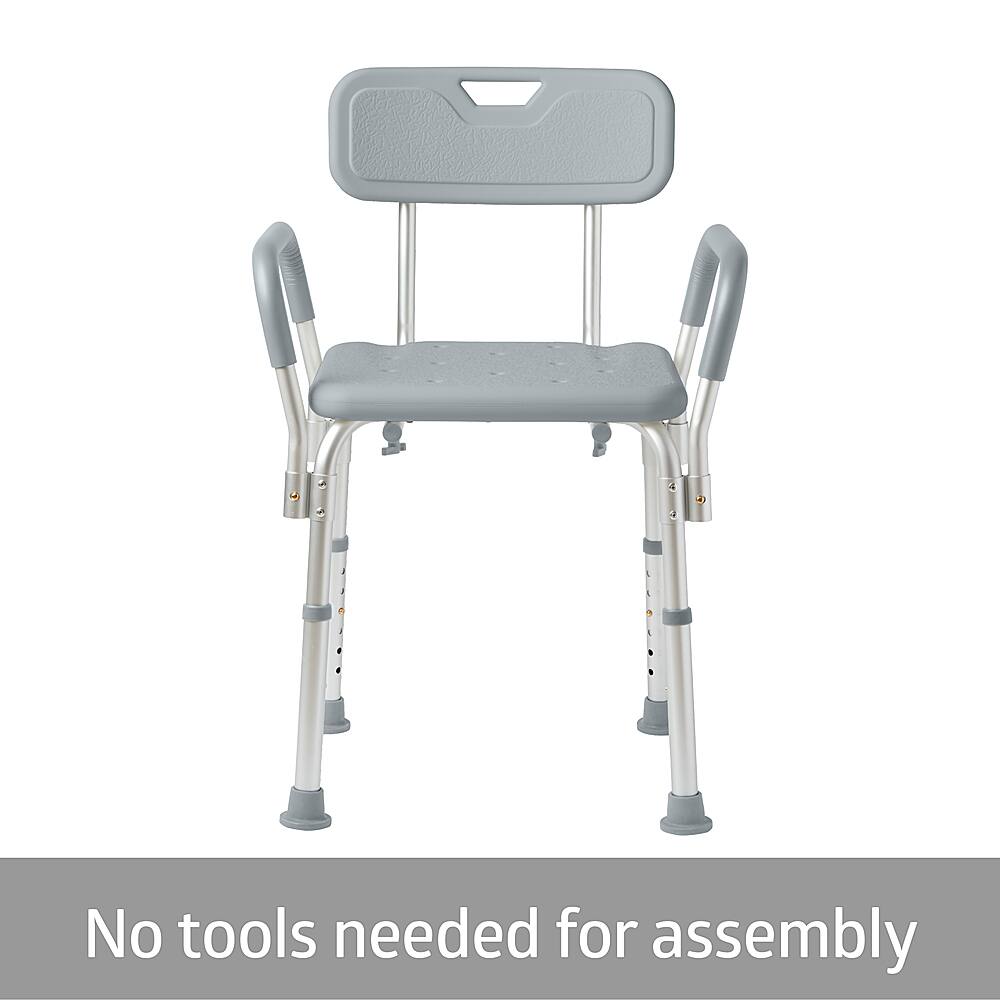 Angle. Medline - Shower Chair with Back and Padded Arms - gray.