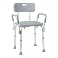 Medline - Shower Chair with Back and Padded Arms - Gray - Front_Zoom