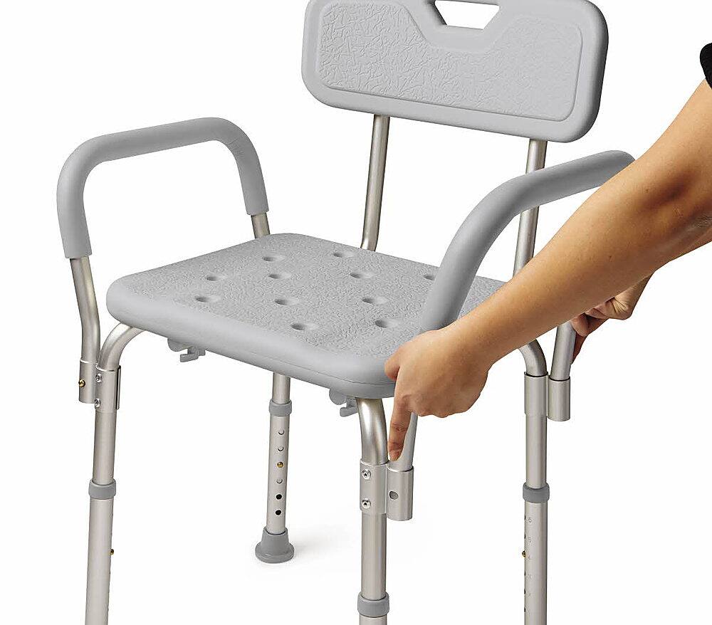 Alt View 15. Medline - Shower Chair with Back and Padded Arms - gray.