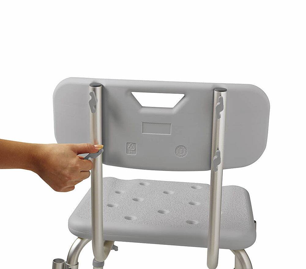 Alt View 16. Medline - Shower Chair with Back and Padded Arms - gray.