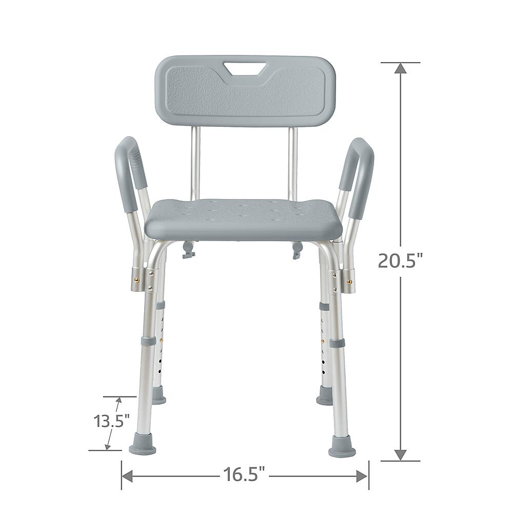 Left. Medline - Shower Chair with Back and Padded Arms - gray.
