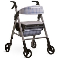 Martha Stewart - Momentum Rollator Foldable Stand Up Walker with Wheels & Seat - Plaid - Front_Zoom