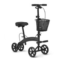 Medline - Manual Seated Scooter with Footrest and Basket - Black - Angle_Zoom