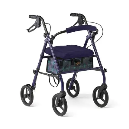 Front. Medline - Sleek Steel Rollators with Microban, 300lb Weight Capacity - Navy.