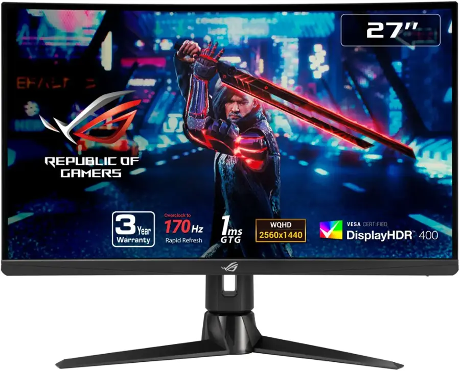 Angle. ASUS - ROG Strix 27" LED WQHD FreeSync Gaming Monitor with HDR (DisplayPort, HDMI) - Black.