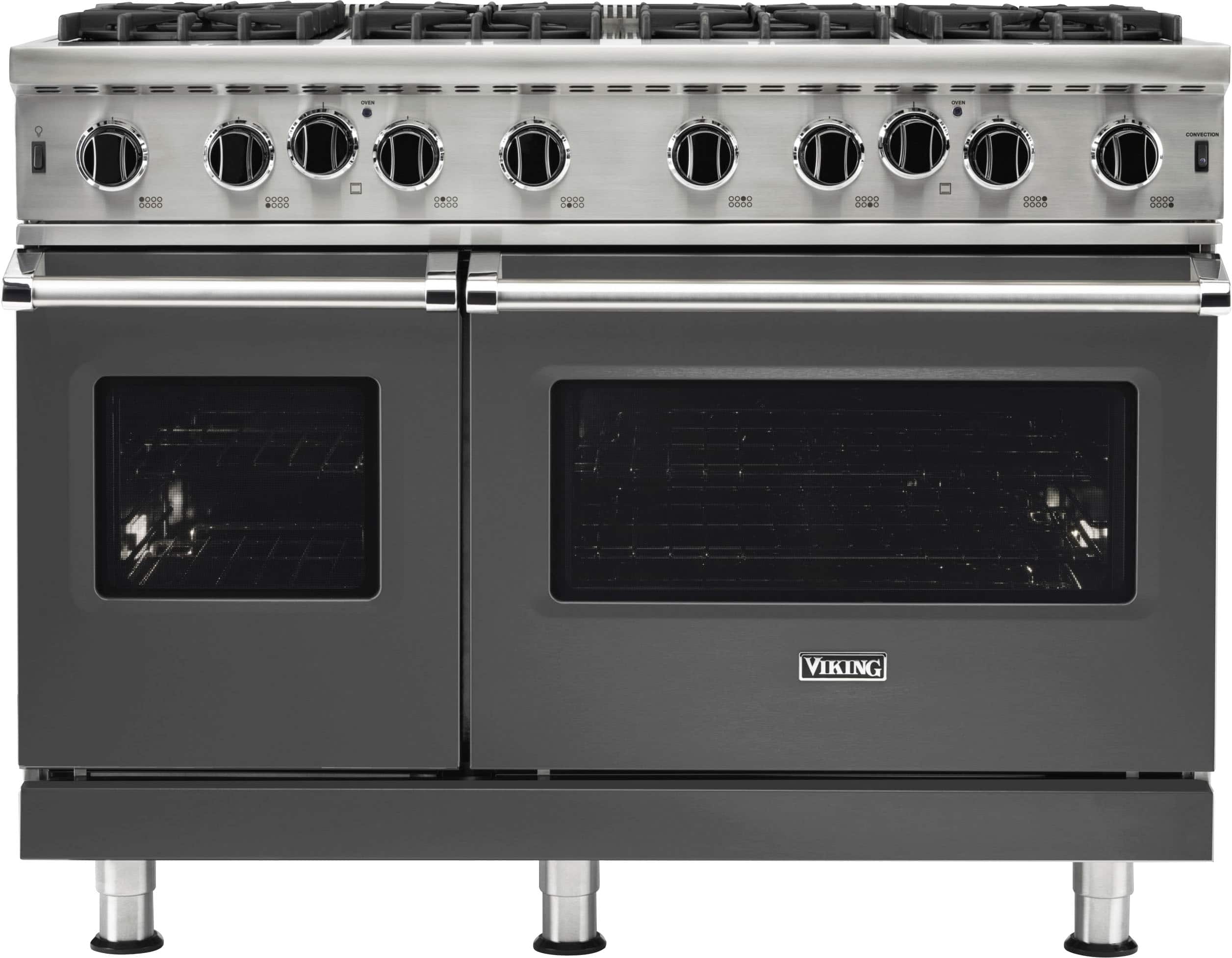 Front. Viking - 5-Series 48"W Gas Open Burner Range - Gray.