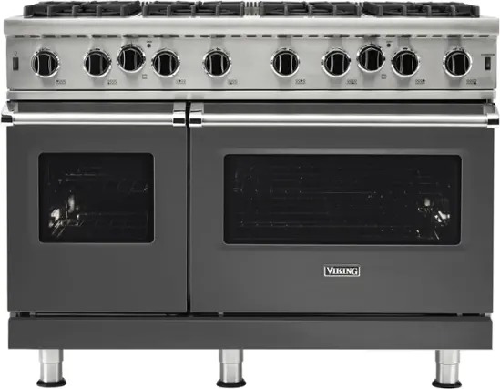 Front. Viking - 5-Series 48"W Gas Open Burner Range - Gray.