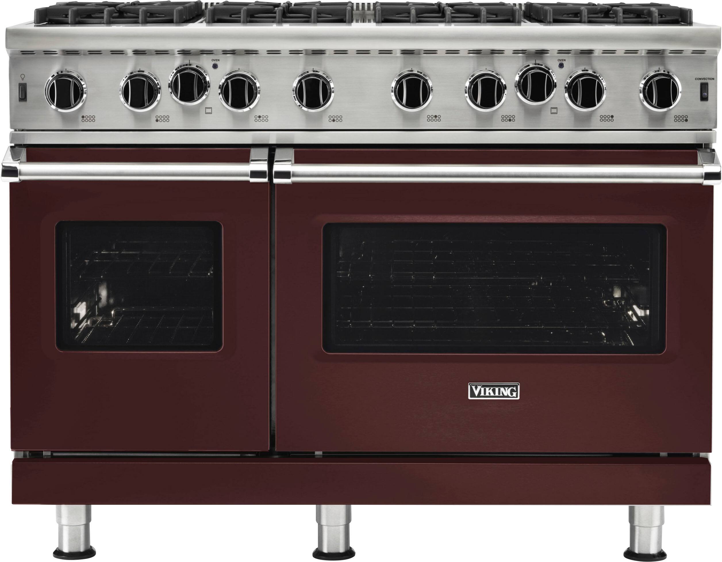 Viking - 5-Series 48"W Gas Open Burner Range - Red - Front_Zoom