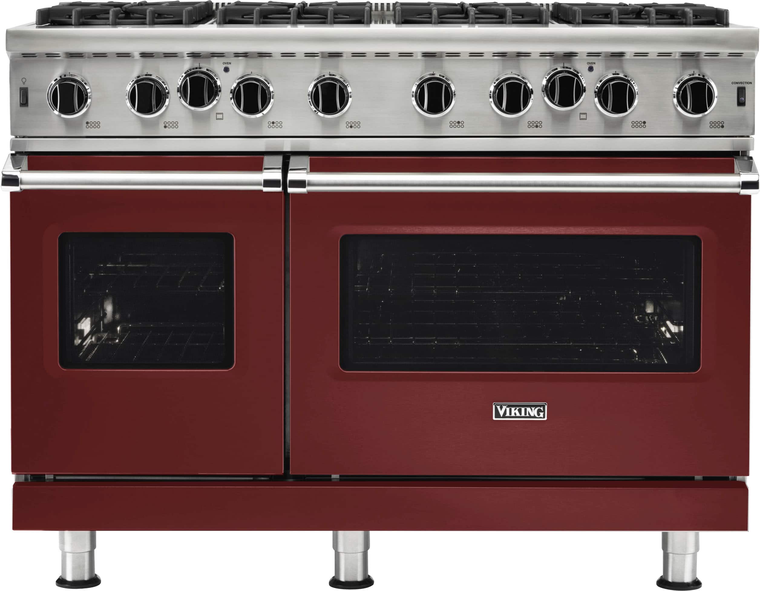Front. Viking - 5-Series 48"W Gas Open Burner Range - Reduction Red.