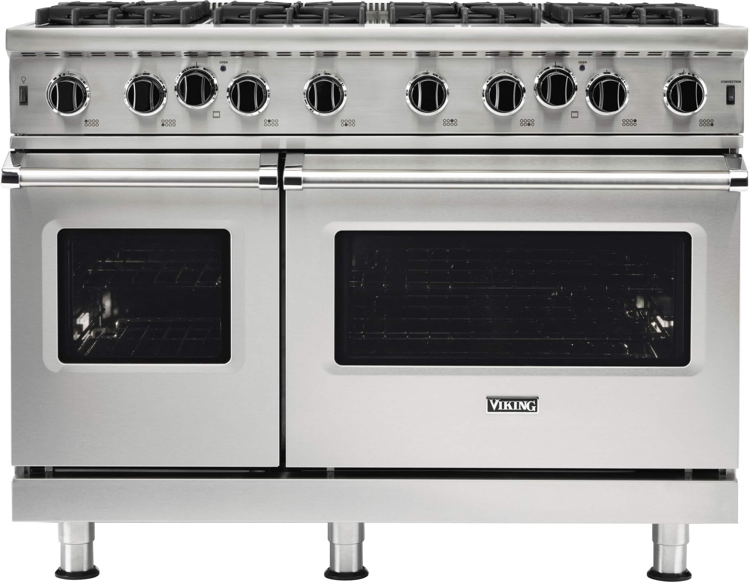 Front. Viking - 5-Series 48"W Gas Open Burner Range - Stainless Steel.