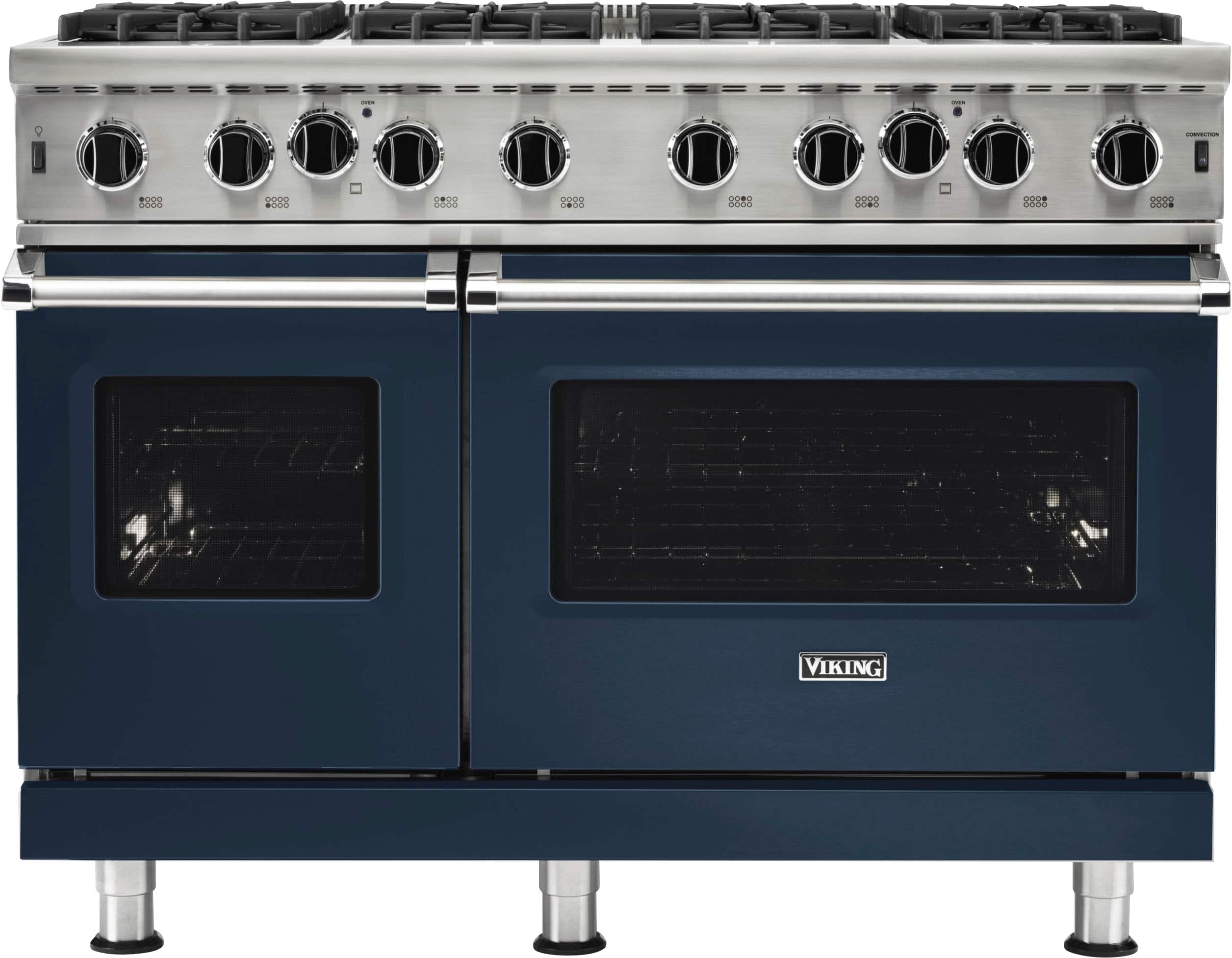 Front. Viking - 5-Series 48"W Gas Open Burner Range - Blue.