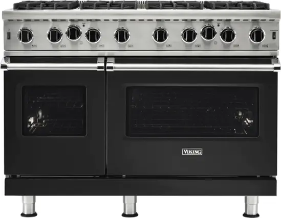 Front. Viking - 5-Series 48"W Gas Open Burner Range - Black.