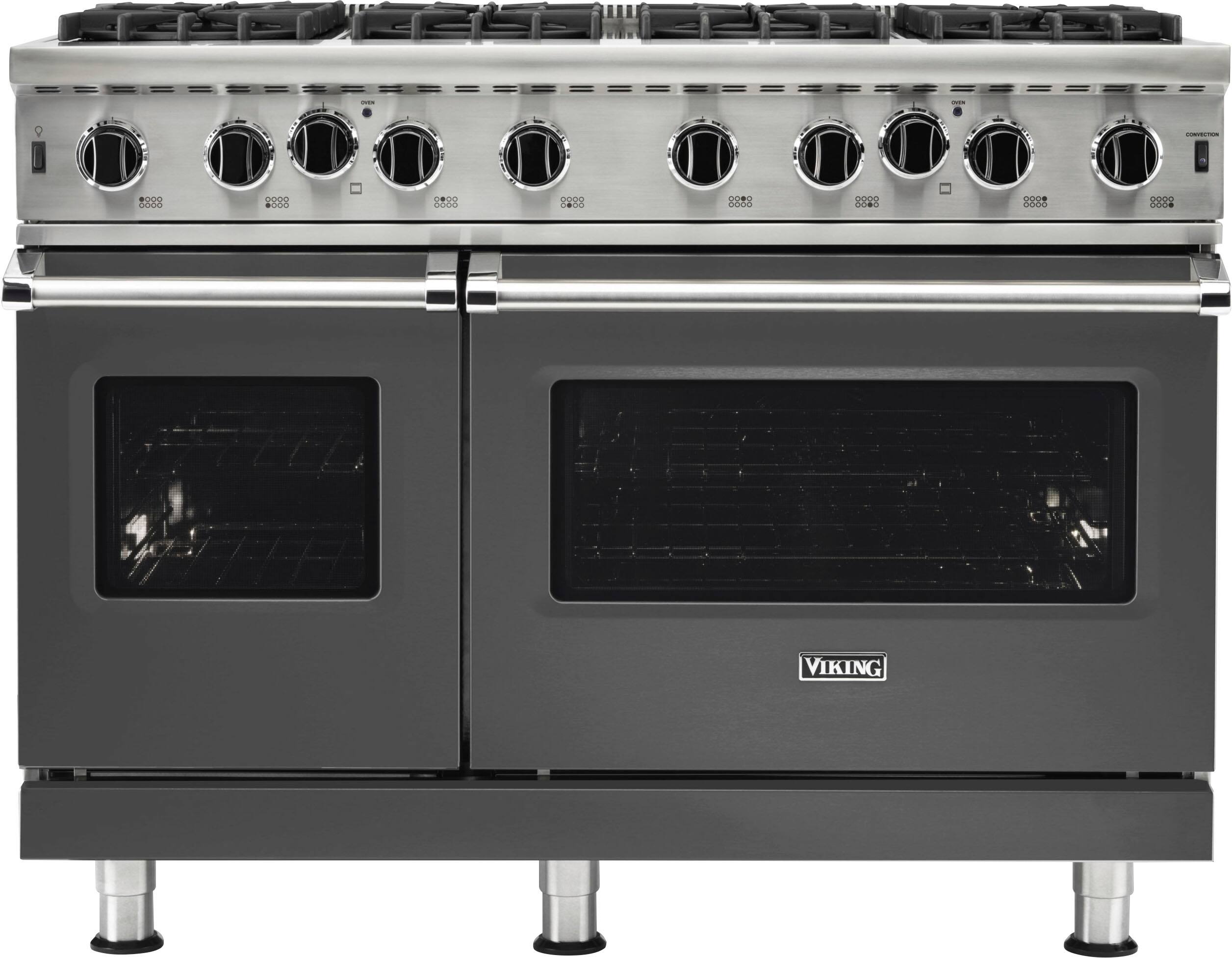 Front. Viking - 5-Series 48"W Gas Open Burner Range - Gray.