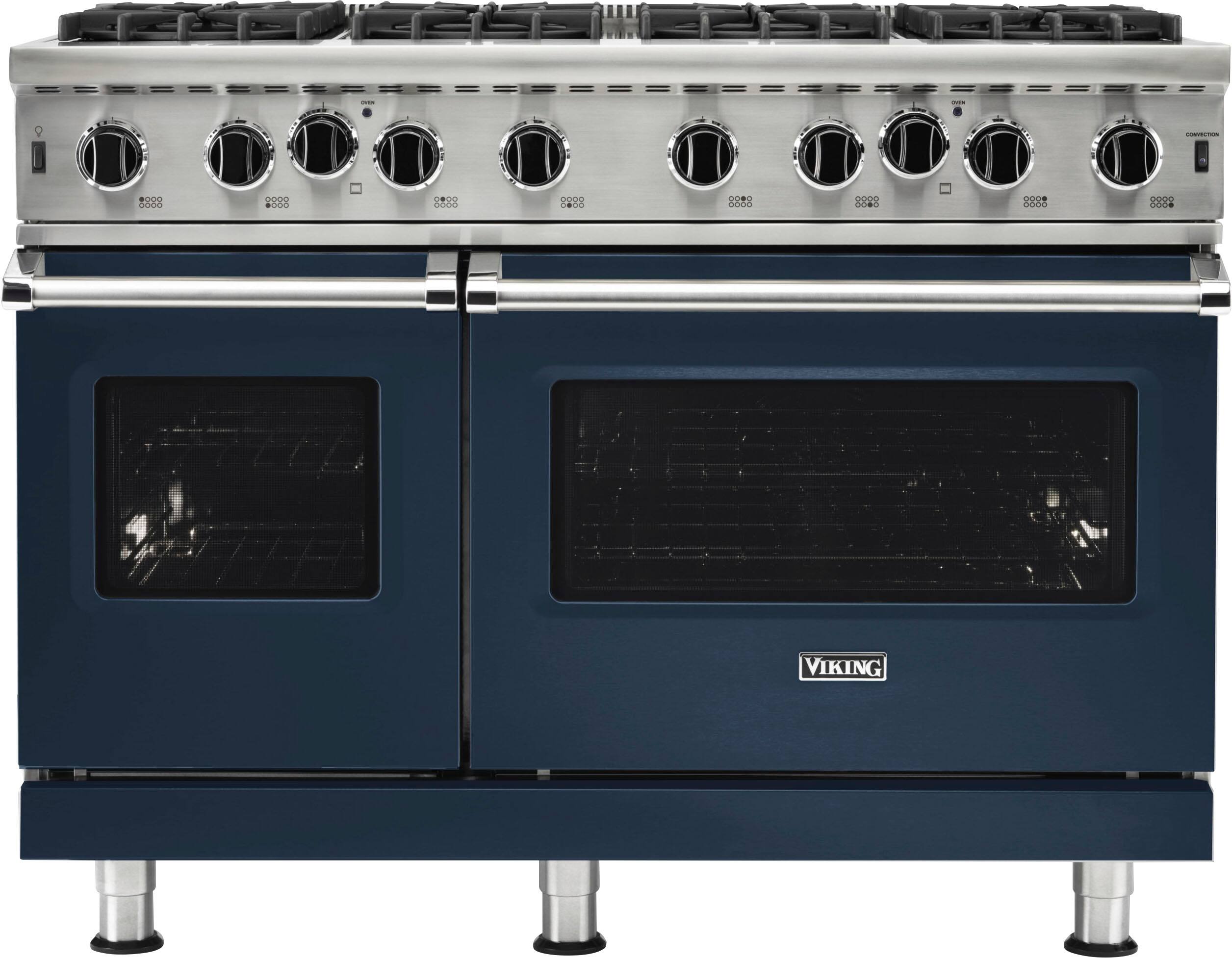 Front. Viking - 5-Series 48"W Gas Open Burner Range - Blue.