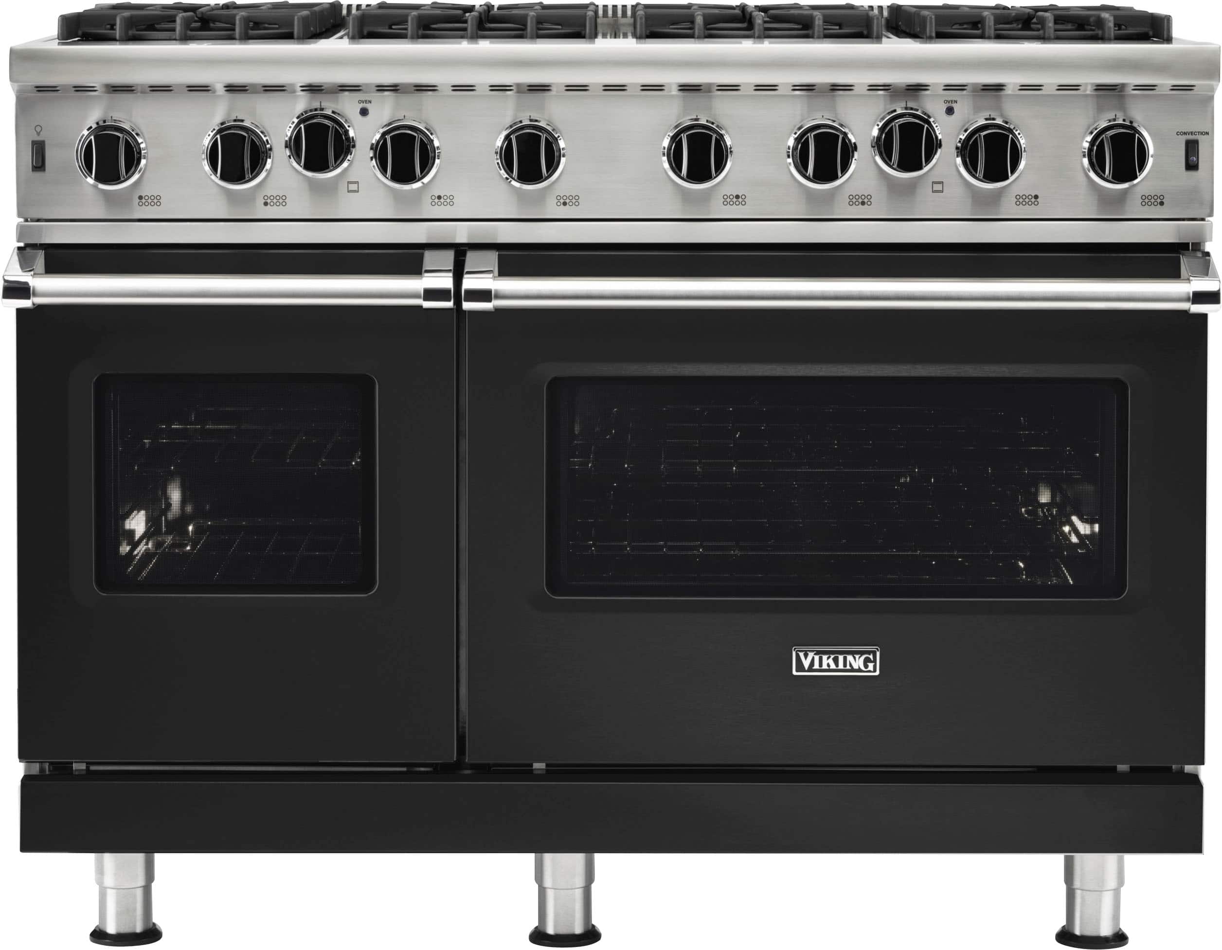 Viking - 5-Series 48"W Gas Open Burner Range - Cast Black - Front_Zoom