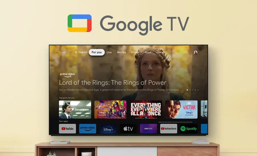 Google TV Google TV Search For you Live Movies Shows Apps Library prime video Lord of the Rings: The Rings of Power Set in Middle Earth's Second Age, a great evil returns to the land and the Rings of Power are forged. Top picks for you MEMARVE! Severance Disney - streaming EVERYTHING EVERYWHERE ALL AT ONCE LOVE. VICTOR Disney+ NO streaming Your apps - YouTube prime video Disney+ tv Hmax YouTube Music Spotify