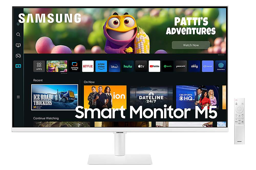 Alt View 1. Samsung - M50C 27" FHD Smart Tizen Monitor with Streaming TV, HDR10, Built-in Speakers (HDMI, USB) - White.