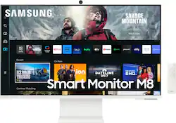 Samsung - M80C 32" Smart Tizen 4K UHD Monitor with Streaming TV, HDR10, Ergonomic Stand, SlimFit Camera, Built-in Speakers - Warm White - Alt_View_Zoom_1