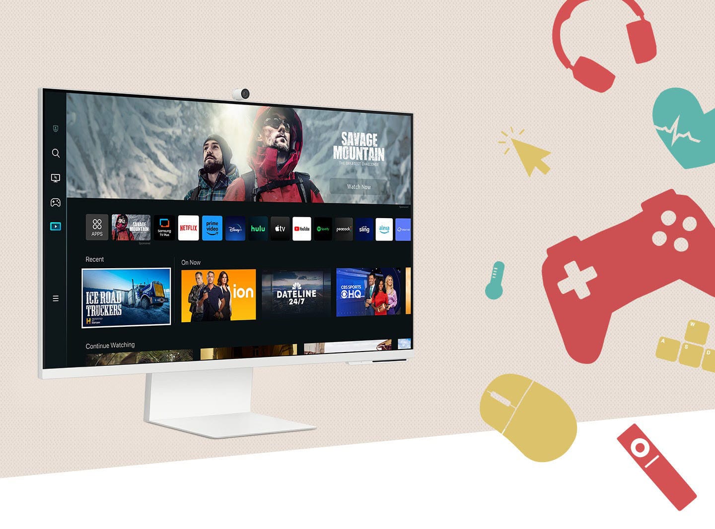 Alt View 30. Samsung - M80C 32" Smart Tizen 4K UHD Monitor with Streaming TV, HDR10, Ergonomic Stand, SlimFit Camera, Built-in Speakers - Warm White.