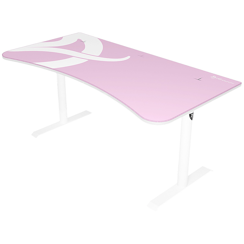 Left View: Arozzi - Arena Ultrawide Curved Gaming Desk - White/Pink