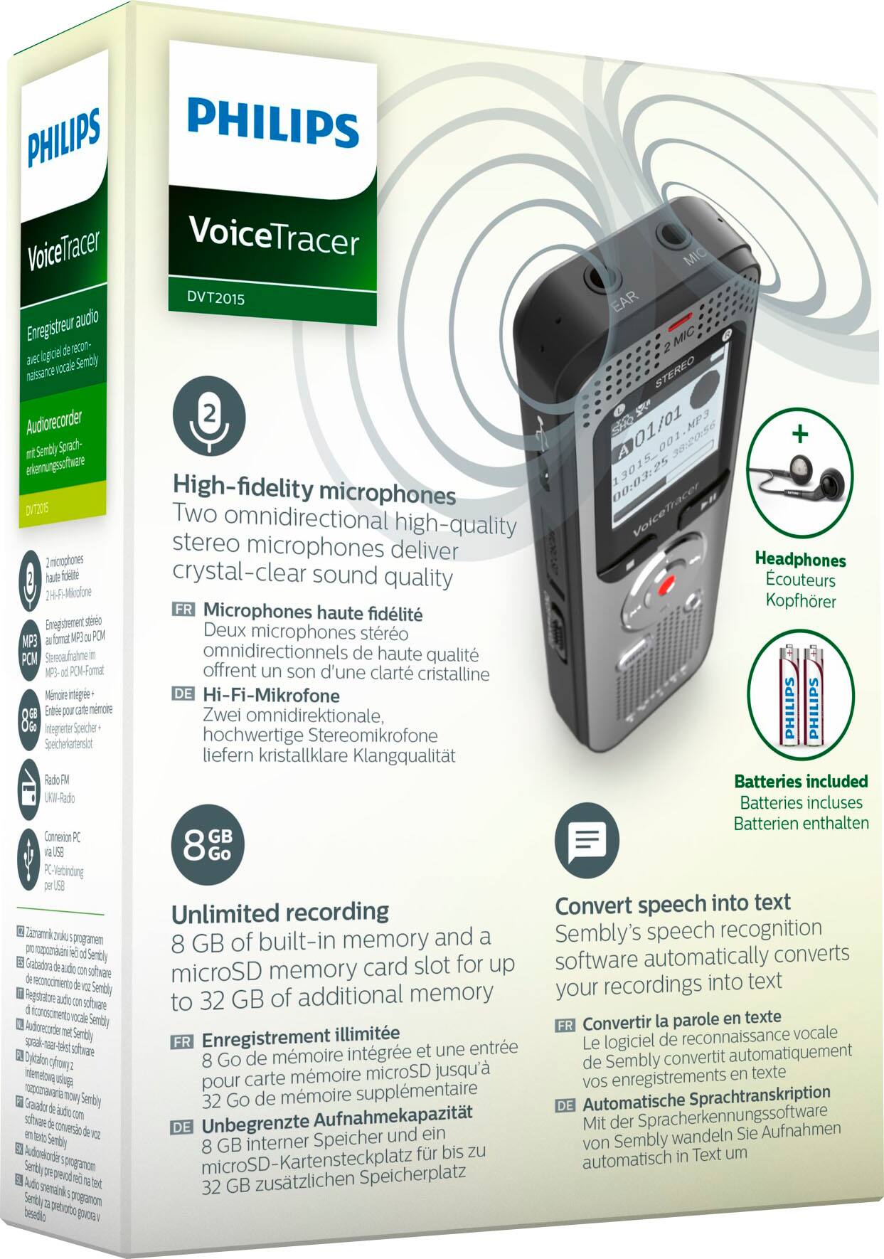 Alt View 13. Philips - VoiceTracer DVT2015 8GB Voice Recorder with Sembly Cloud Speech-to-Text Software.