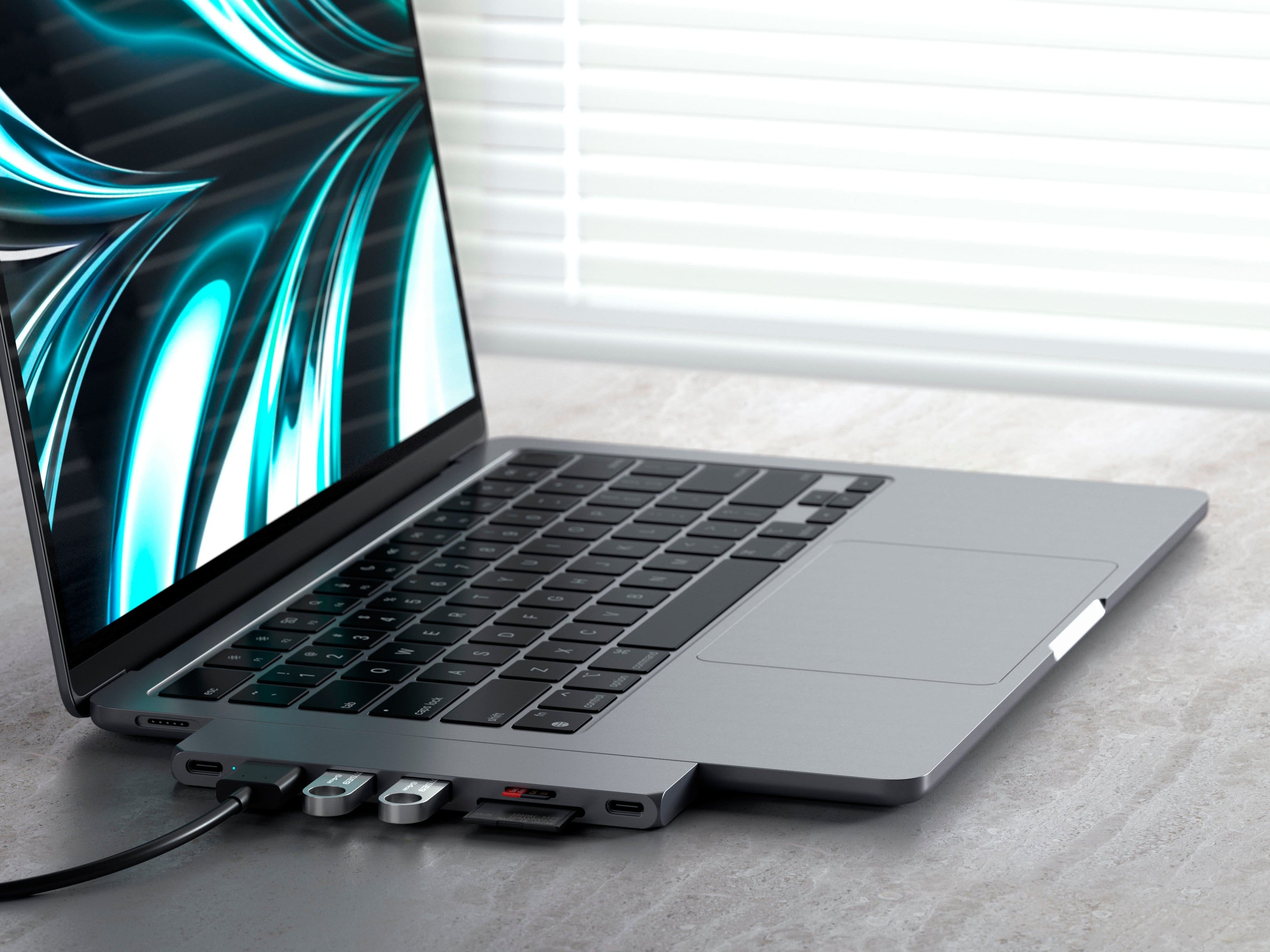 Alt View 15. Satechi - PRO Hub Slim 7-in-1 w/ USB 4 Port, 4K HDMI, USB3.2 Gen 2, SD/TF Card Reader, and 100W USB C PD for MacBook Pro/Air M2 - Space Gray.