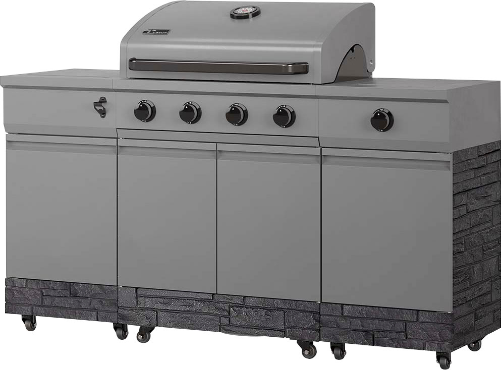 91 3-Piece 4-Burner Propane/Natural Gas BBQ Grill Island