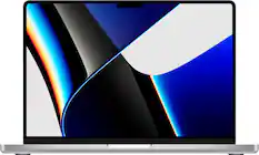 Front. Apple - Geek Squad Certified Refurbished MacBook Pro 14" Laptop - Apple M1 Pro chip - 16GB Memory - 512GB SSD - Silver.
