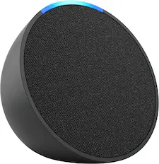 Front. Amazon - Echo Pop (1st Generation) Smart Speaker with Alexa - Charcoal.