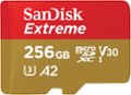 Front. SanDisk - Extreme 256GB microSDXC UHS-I Memory Card for Gaming - Gold.