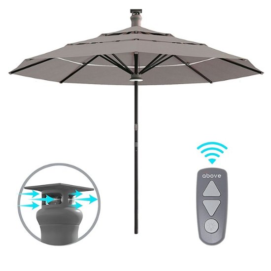 Front. Above - Height Series 11-ft. Smart Sunbrella Umbrella with Remote Control and Wind Sensor - Spectrum Dove.