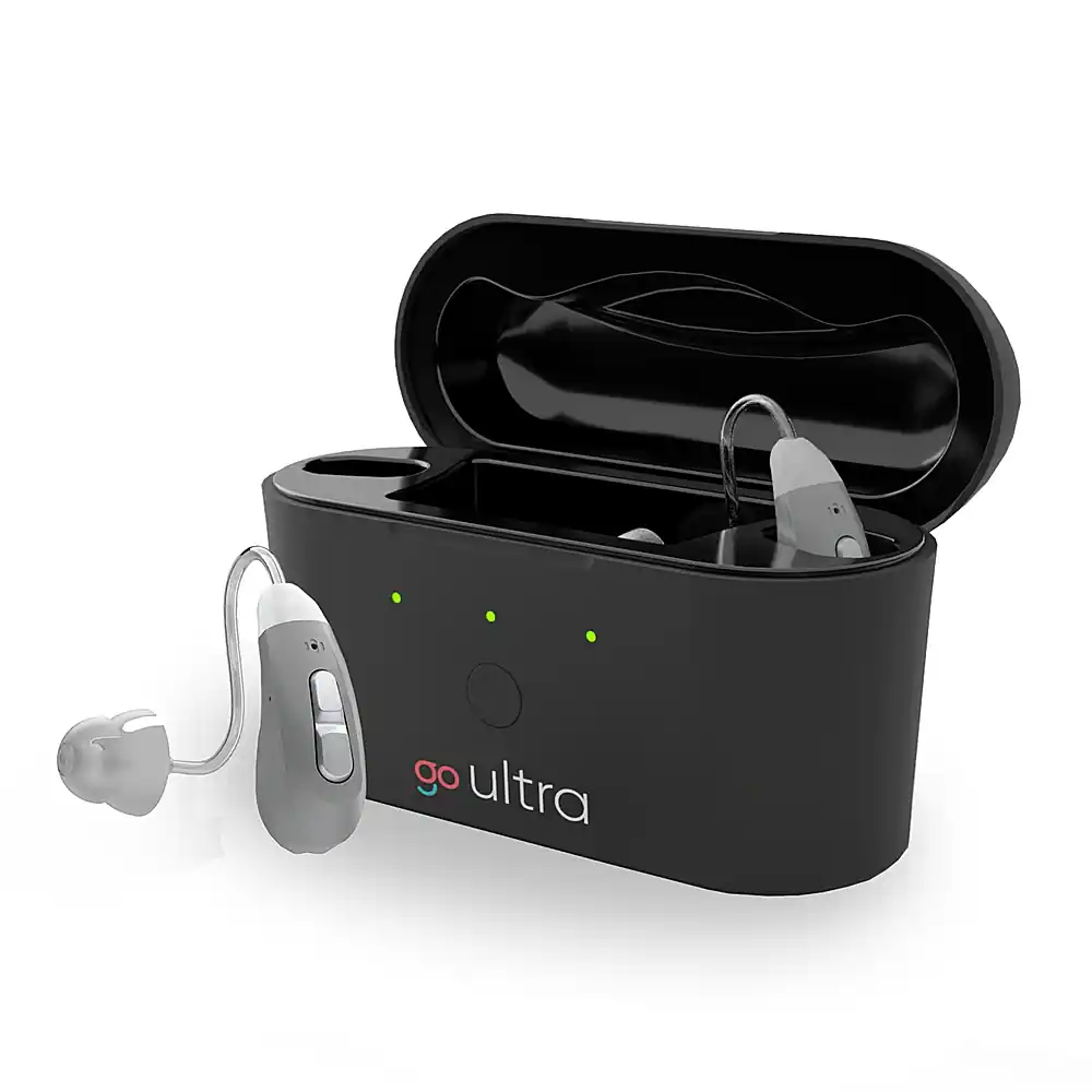 Front. Go Hearing - Go Ultra OTC Hearing Aids - Gray.