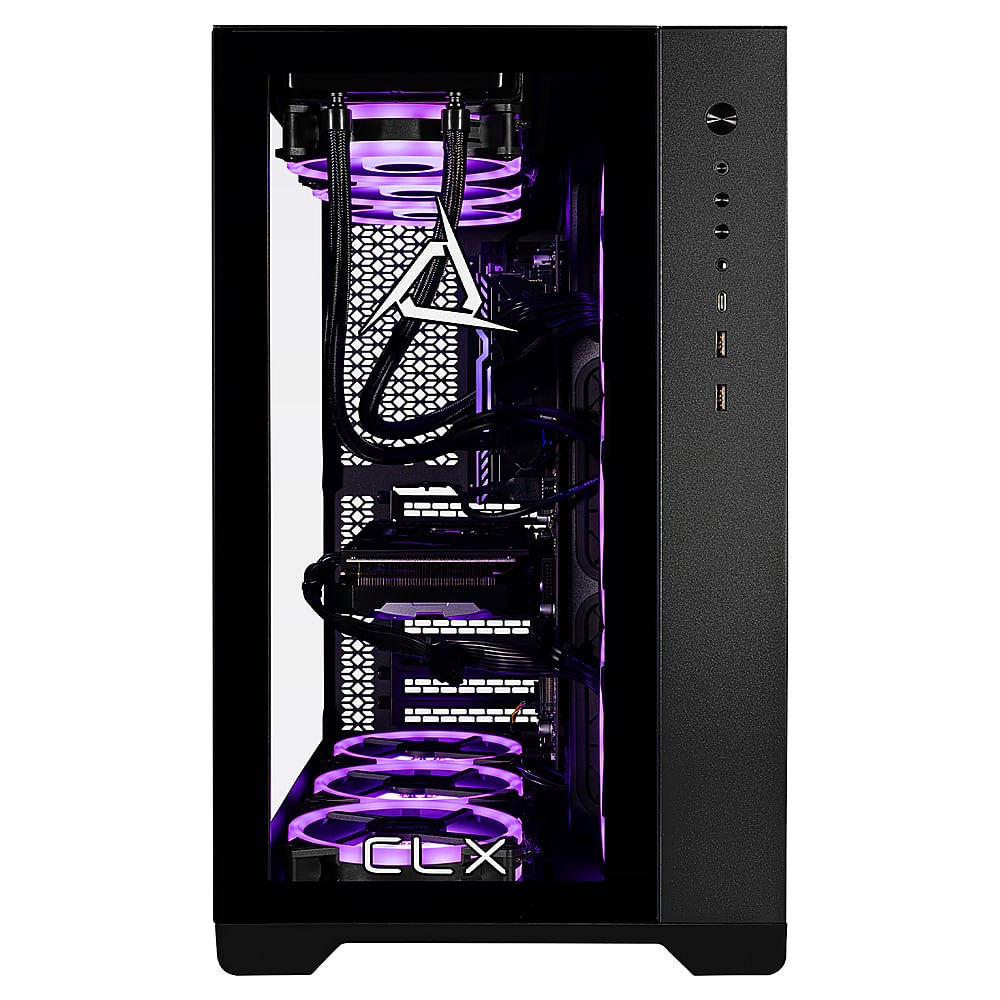 Left. CLX - SET Gaming Desktop - Intel Core i9-13900KF - 64GB Memory - NVIDIA GeForce RTX 4070 - 2TB NVMe M.2 SSD + 6TB HDD - Black.