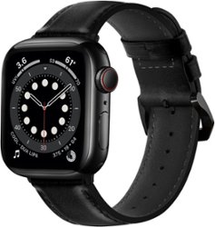 NEXT - Leather Band for Apple Watch 42, 44, 45mm (Series 1-8) and Apple Watch Ultra 49mm - Black - Angle_Zoom