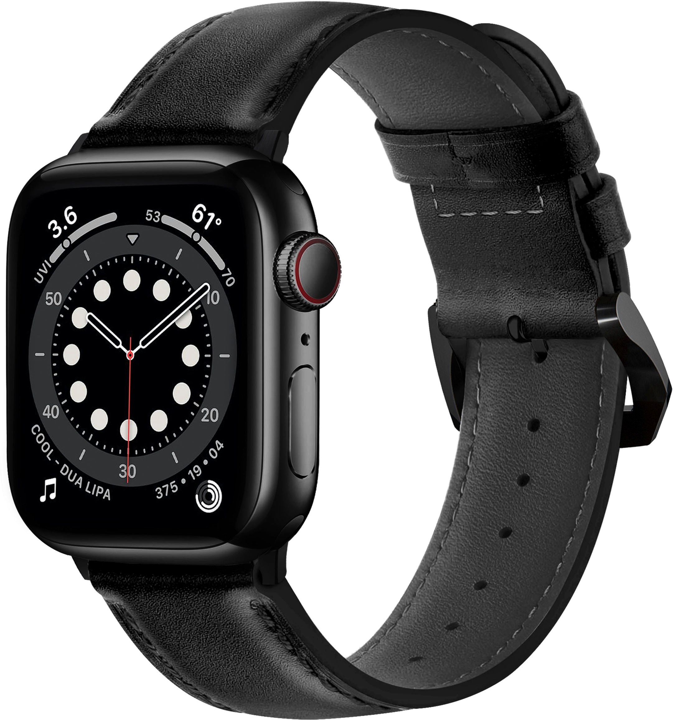 Angle View: NEXT - Leather Band for Apple Watch 38, 40, 41mm (Series 1-8) - Black