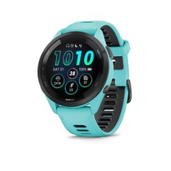 Garmin - Forerunner 265 GPS Smartwatch 46 mm Fiber-reinforced polymer - Black/Aqua - Front_Zoom