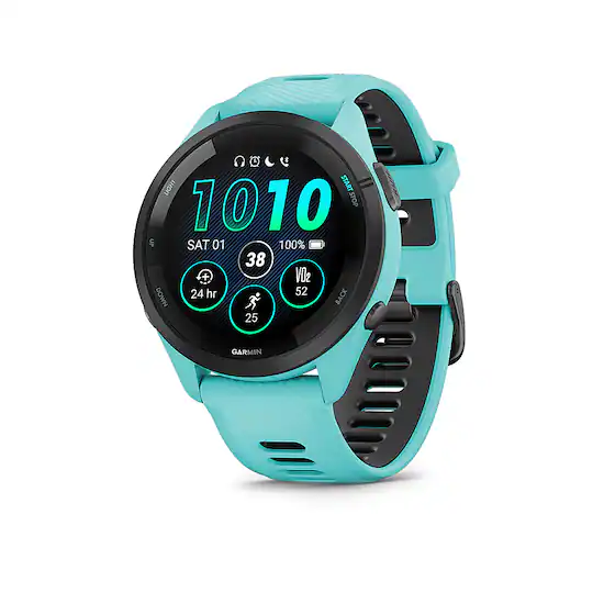 Garmin Forerunner 265 GPS Smartwatch 46 mm Fiber reinforced polymer Black Aqua 010 02810 02 Best Buy