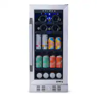 NewAir - 15” FlipShelf 33-Bottle or 80-Can Beverage Cooler with Reversible Shelves - Front_Zoom