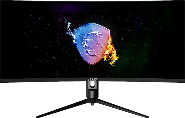 Front. MSI - OPTIXMAG342CQR 34" LED Curved Ultrawide QHD FreeSync Gaming Monitor(DisplayPort, HDMI) - Black.
