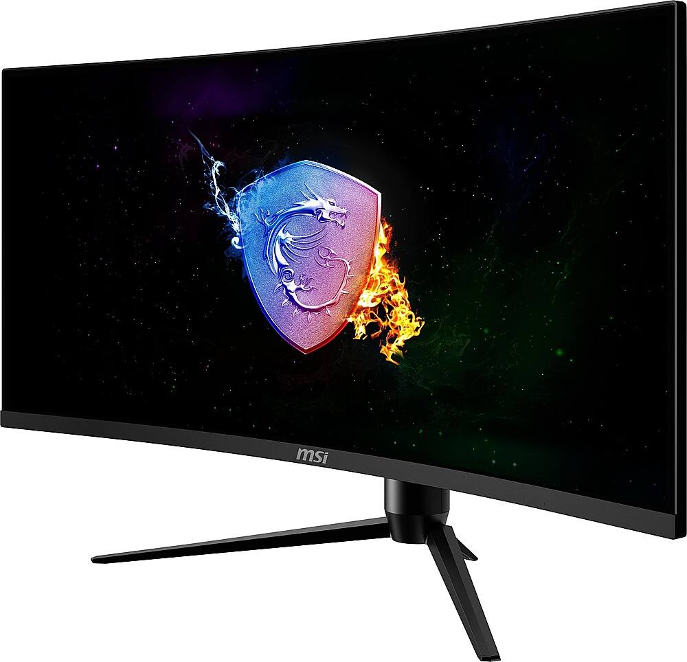 Left. MSI - OPTIXMAG342CQR 34" LED Curved Ultrawide QHD FreeSync Gaming Monitor(DisplayPort, HDMI) - Black.