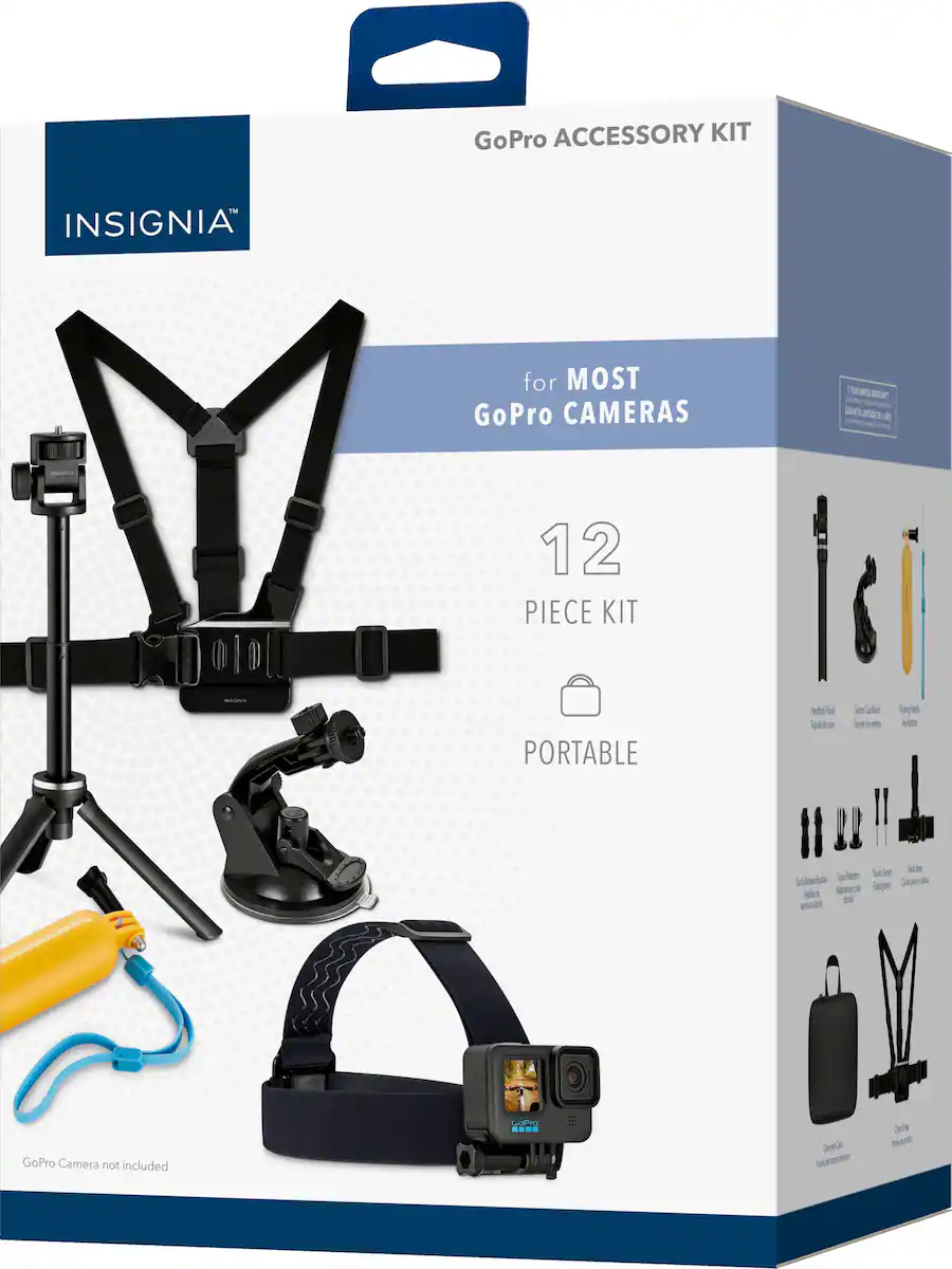 Insignia™ 12 Piece GoPro Accessory Kit for Most GoPro Cameras NS-GPK23 ...