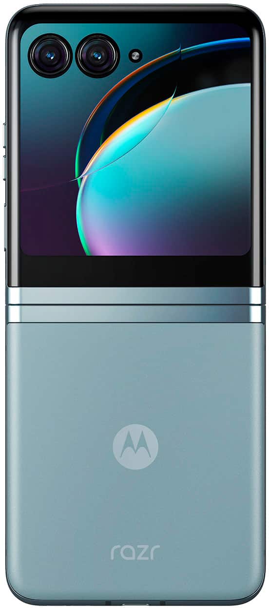 Left. Motorola - razr+ 2023 256GB (Unlocked) - Glacier Blue.