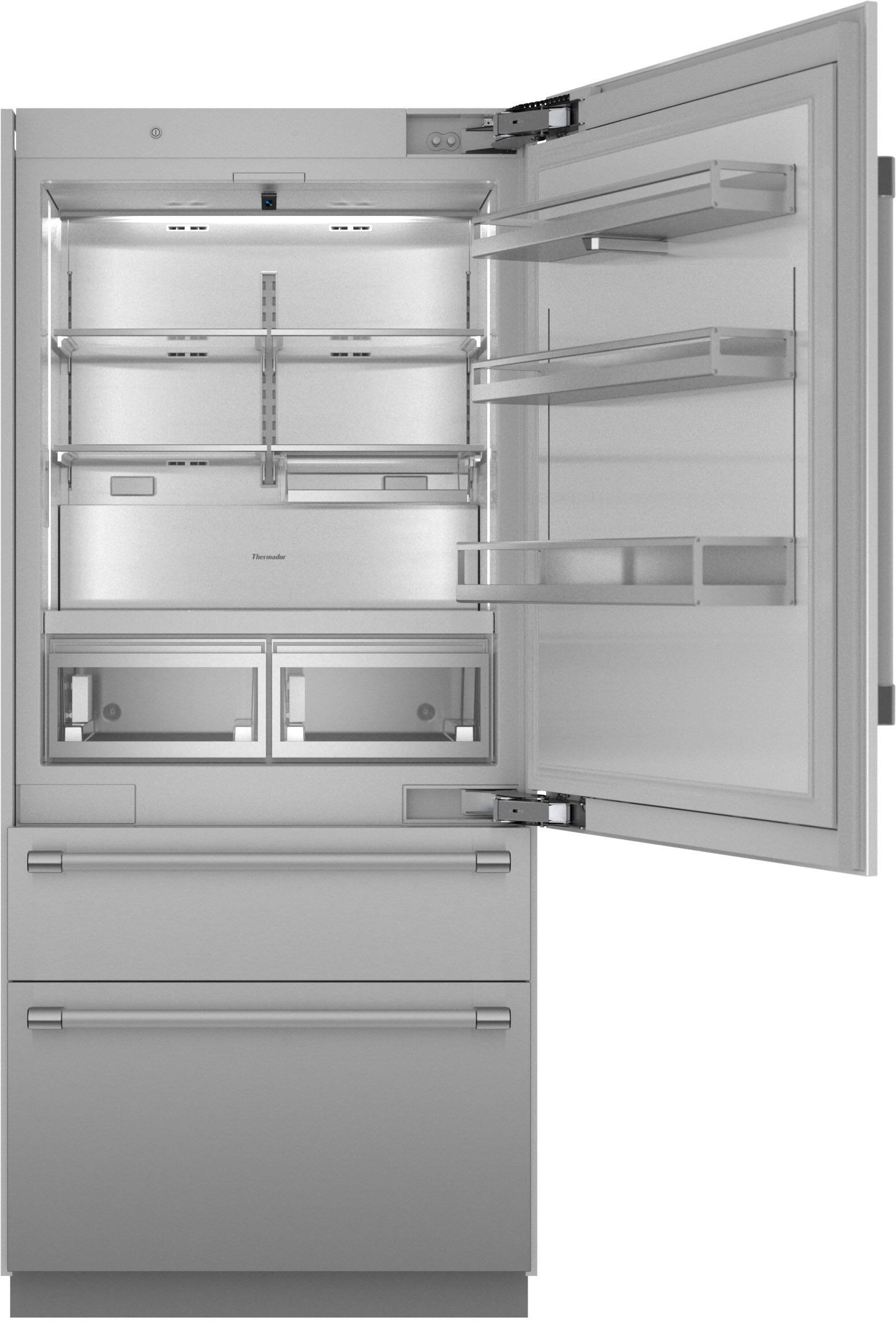 Angle. Thermador - Freedom Collection 20.2 Cu. Ft. Bottom Freezer Built-in Smart Refrigerator with Professional Series Handles - Stainless Steel.