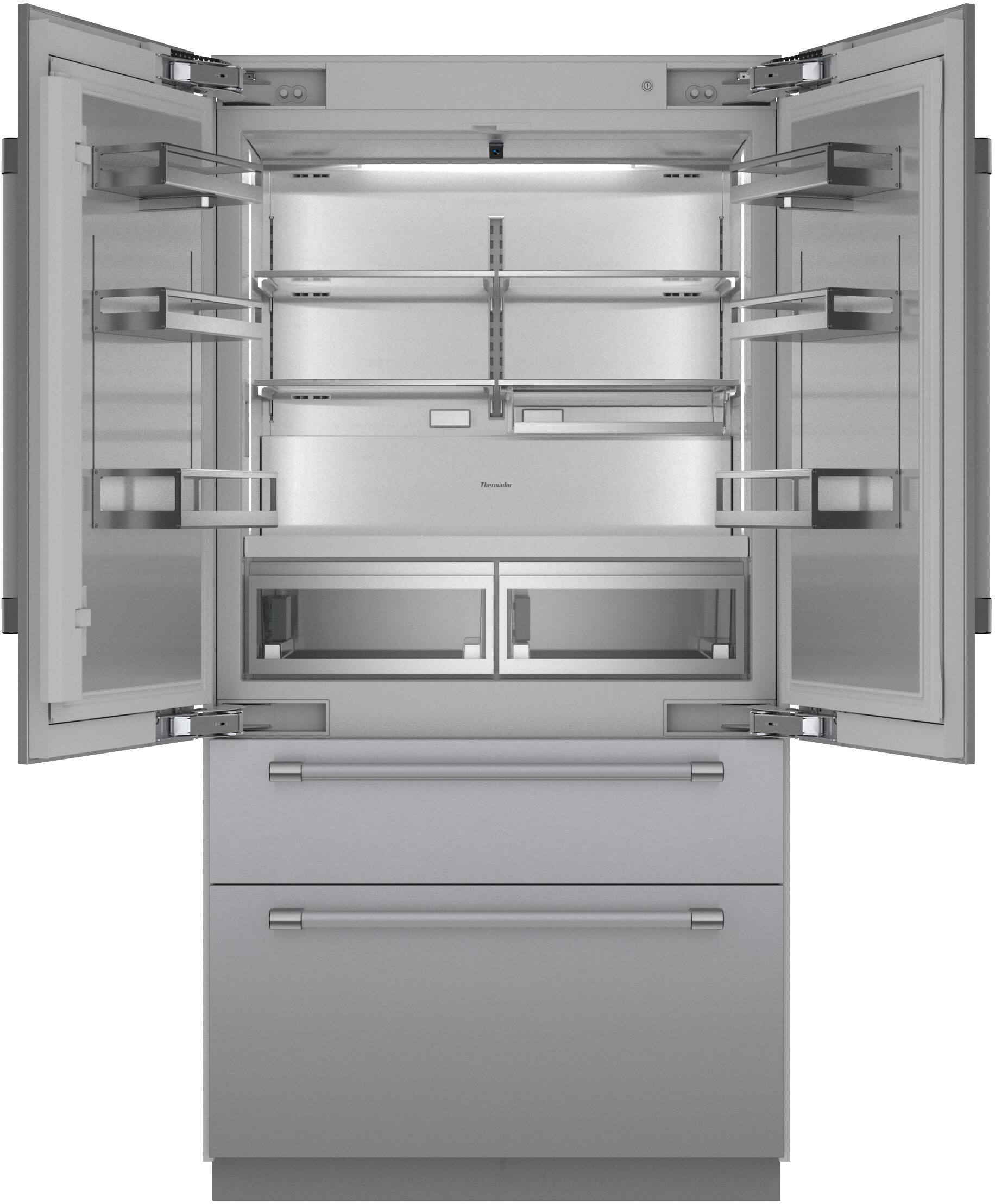 Angle. Thermador - Freedom Collection 23.9 Cu. Ft. French Door Built-in Smart Refrigerator with Professional Series Handles - Stainless Steel.