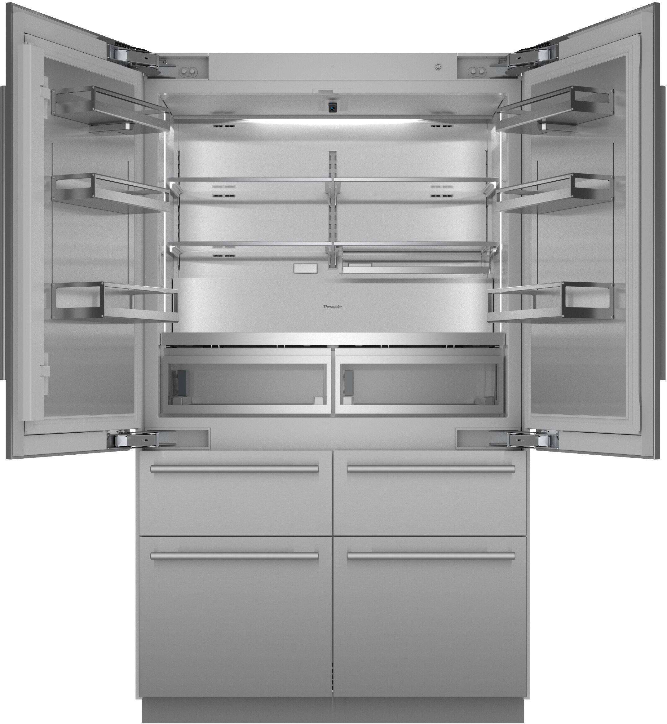 Angle. Thermador - Freedom Collection 27.7 Cu. Ft. French Door Built-in Smart Refrigerator with Masterpiece Series Handles - Stainless Steel.