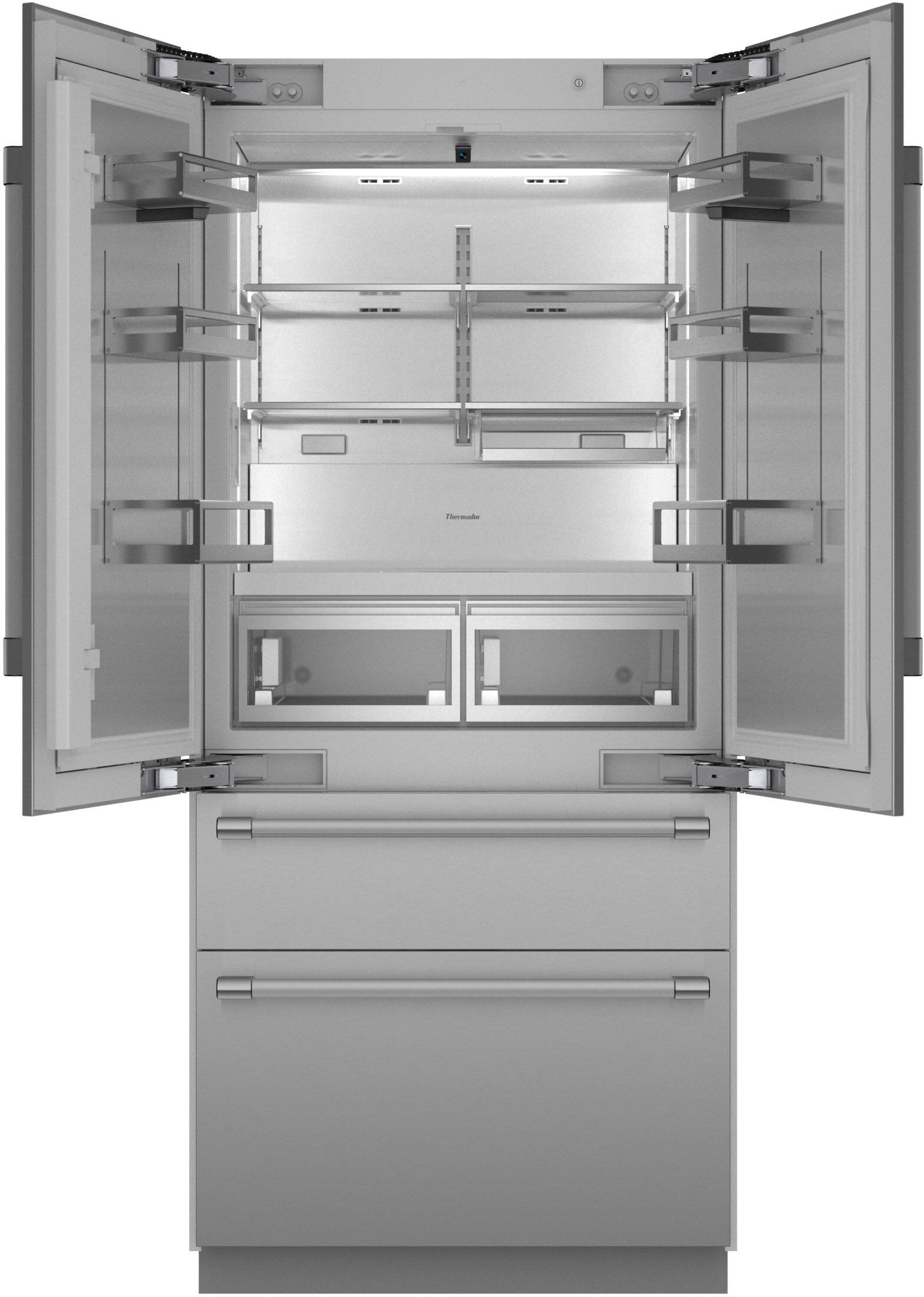 Angle. Thermador - Freedom Collection 20.1 Cu. Ft. French Door Built-in Smart Refrigerator with Professional Series Handles - Stainless Steel.