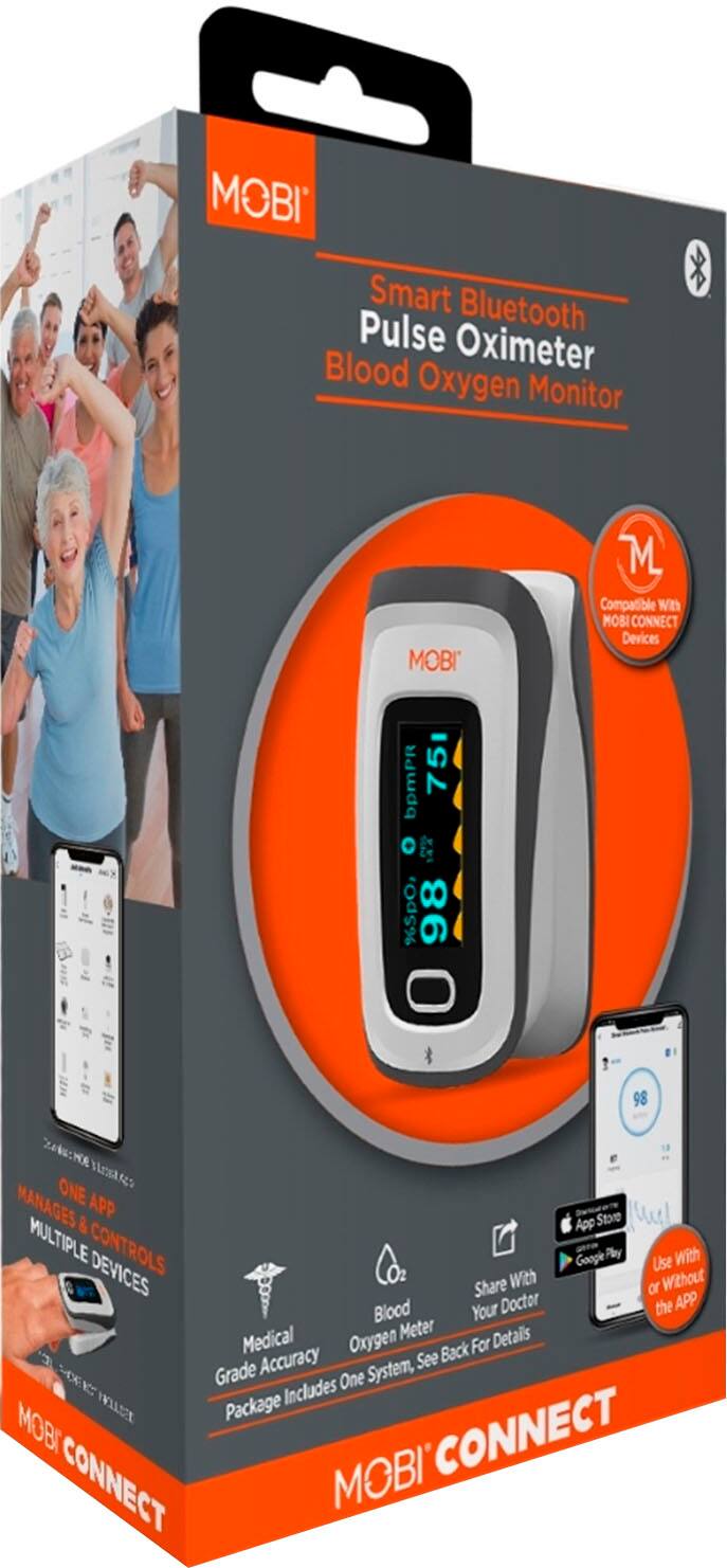Alt View 11. MOBI - Smart OLED Fingertip Bluetooth Pulse Oximeter - White.