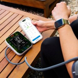 MOBI - Smart Bluetooth Systolic/Diastolic Adjustable Arm Cuff Blood Pressure Monitor - White - Front_Zoom