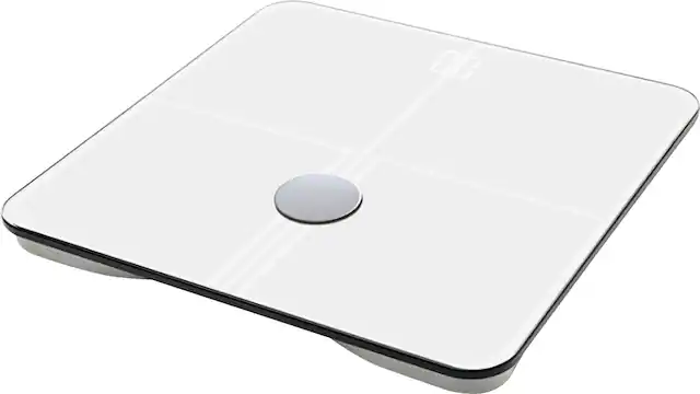 Angle. MOBI - Smart Wi-Fi Digital Health Scale With 13 Point Total Body Composition Measurement Tracking App With Analysis - White.