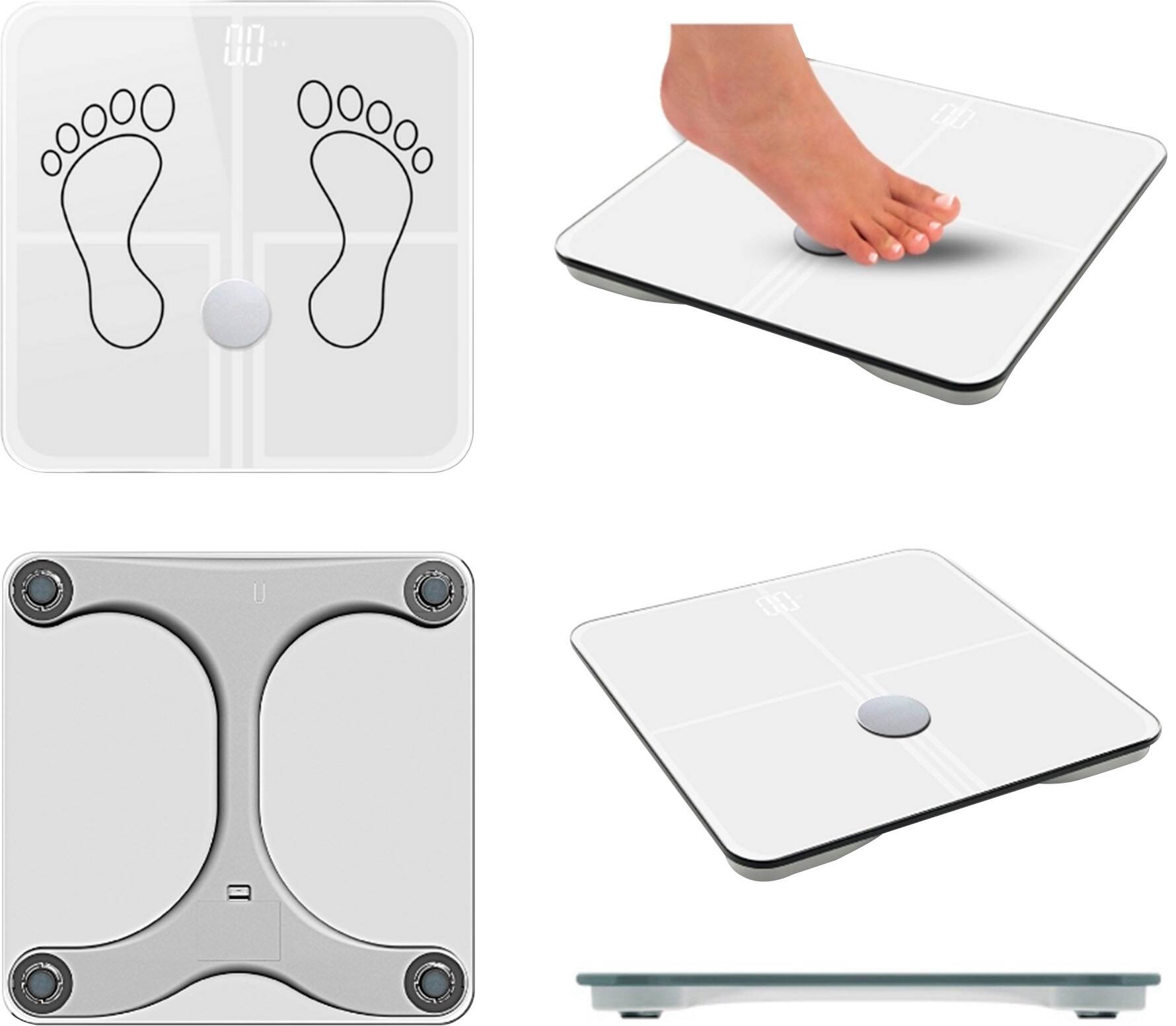 Alt View 12. MOBI - Smart Wi-Fi Digital Health Scale With 13 Point Total Body Composition Measurement Tracking App With Analysis - White.